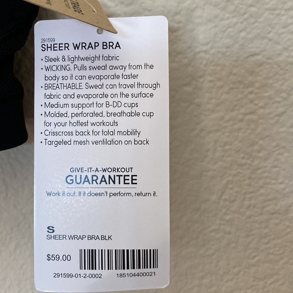 Athleta sheer wrap bra Sz small black NWT - Picture 2 of 7